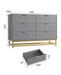 Gaomon 6 Drawer Dresser with Wide Storage, Dresser Chest Organizer with Metal Legs, Modern Dressers & chests of Drawers
