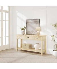 gaomon Console Table Entryway Table with 3 Storage Drawers, 3-Tier dust rial Metal Sofa Table Behind Couch Table, Hallway Table for Entryway