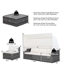 Costway 6-Piece Outdoor Patio Furniture Set Retractable Canopy Conversation Set
