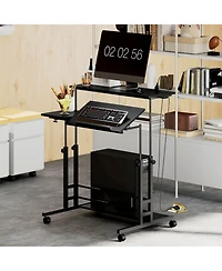 Homcom Adjustable Sding Desk, Sd Up Desk with Power Outlets,