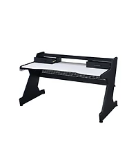 Flynama Black and White 2 Drawer Gaming Desk with 59Inch Wide Surface and Storage Compartments for Indoor and Outdoor Gaming Stations