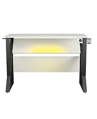 Flynama Genesis Electric Adjustable Height Gaming Desk with Usb Charging and Rgb Lighting White Ergonomic Standing Desk for Professional Gamers