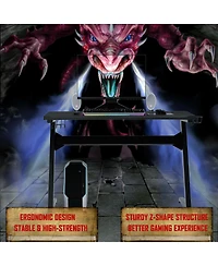 Gymax Gaming Desk Computer Studio Desk Pc Table Z Shape Gamer Workstation w/Mousepad