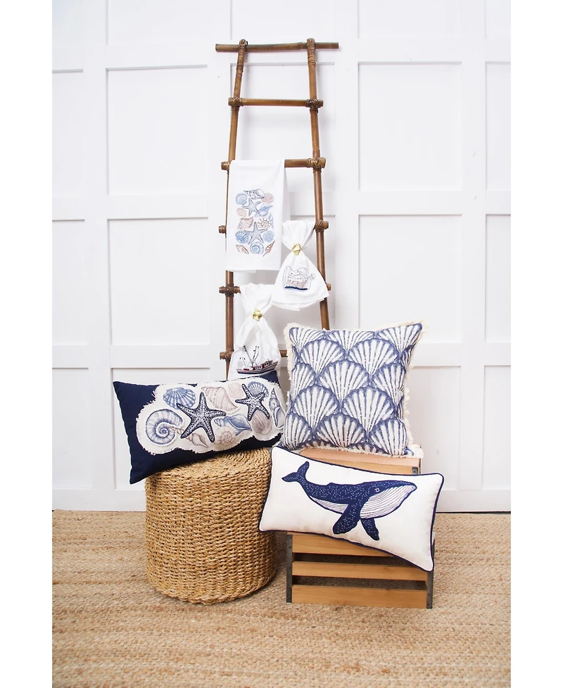 C&F Home Blue Whale Embroidered Throw Pillow