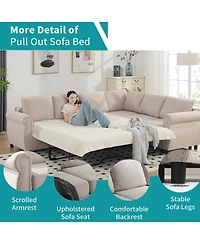 Streamdale 2-in-1 Sleeper Sofa 6-Seater L-Shaped Sofa Bed