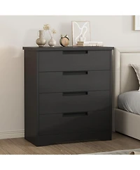 Gaomon Black Wooden Dresser Chest of Drawers Dresser with Embedded Handles Design and 4 Drawer Organizer