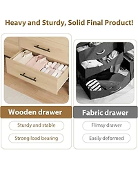 Gaomon Freestanding 52 Inch Wide Wooden Dresser with 6 Large Storage Drawers Closet Storage Dresser Chest for Living Room and Bedroom and Entryway