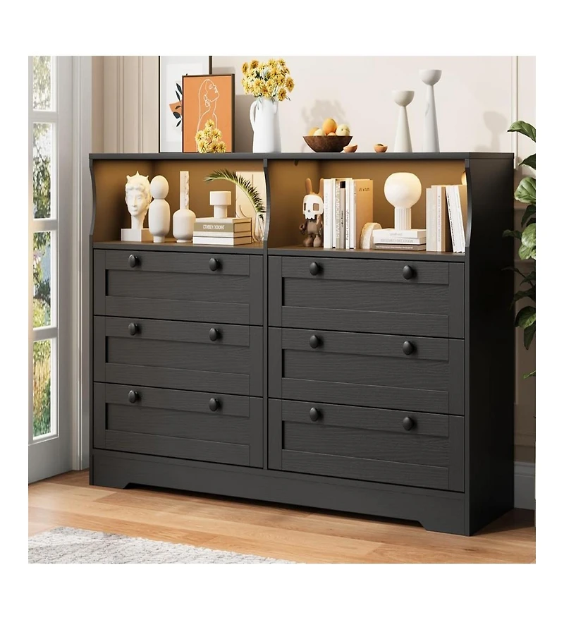 gaomon Wooden 6-Drawer Bedroom Dresser Chest