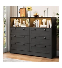 gaomon Wooden 6-Drawer Bedroom Dresser Chest