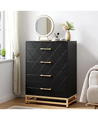 gaomon 4-Drawer Engineered Wood Soft-Close Glides, Anti-Tip Kit, Space-Saving Design Tall Dresser