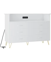 Gaomon 6-Drawer Dresser with Rgb Led Lights – Large Storage Chest for Bedroom, Entryway, Living Room, Stylish Tv Stand Cabinet