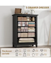 Gaomon 41.3" Tall 5-Drawer Dresser, Freestanding Wooden Chest for Bedroom or Living Room