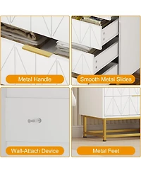 gaomon Black 4 Drawer Dresser with Gold Metal Handles Modern Small Dresser Storage Cabine Wooden Chest of Drawers for Bedroom