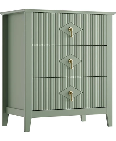 gaomon Fluted Dresser for Bedroom 27.5" Wide, 3-Drawer Wood Nightstand Bedroom, Modern Chest of Drawers
