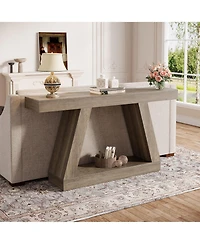 Tribesigns Farmhouse Console Table, 55-Inch Rustic Sofa Table with Storage, Industrial Wooden Entryway Table for Hallway, Living Room