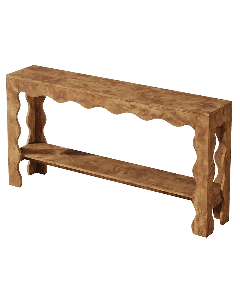 Tribesigns 63" Narrow Long Entryway Table, 2-Tier Modern Farmhouse Entry Table, Light Brown