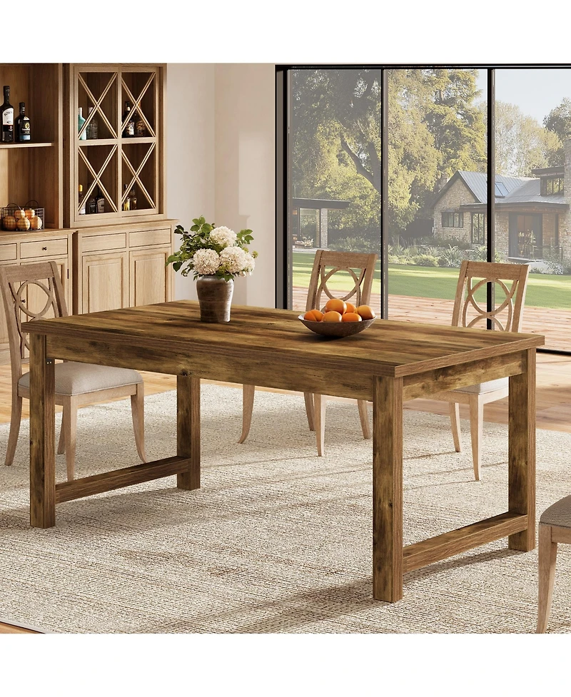 Tribesigns Modern Dining Table, 63 x 31.5 Inch Large Farmhouse Wood Table, Kitchen Dining Room Table
