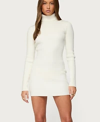Edikted Women's Turtle Neck Ribbed Knit Mini Dress