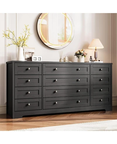 Gaomon 63" Solid Wood 12-Drawer Bedroom Dresser