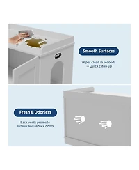 Gaomon Wooden Cat Litter Box Enclosures,Hidden Litter Box,Pet House with Barn Door