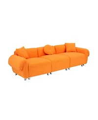 Streamdale Furniture Orange Teddy Velvet Sofa with 3 Pillows