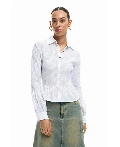 Desigual Women's Gathered striped shirt