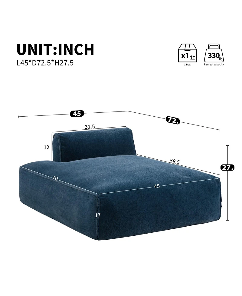 Streamdale 72" Modular Sofa Bed, Right-Facing, Foam-Filled, Free Combination