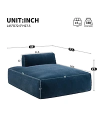 Streamdale 72" Modular Sofa Bed, Right-Facing, Foam-Filled, Free Combination