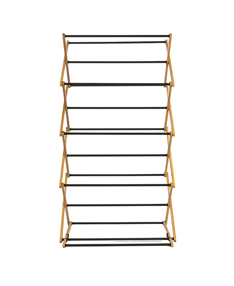 Household Essentials Bamboo V-Shaped Folding Clothes Drying Rack