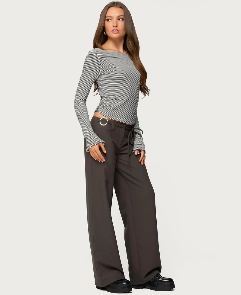 Edikted Women's Leyna Striped Off Shoulder Top