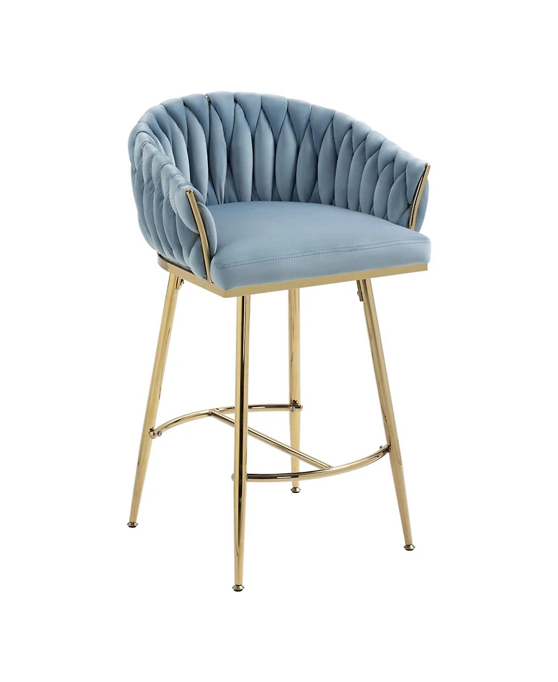 Streamdale Blue Hand-wave Back 26" Bar Stools, Set of 2