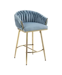 Streamdale Blue Hand-wave Back 26" Bar Stools, Set of 2