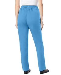 Woman Within Women's Straight-Leg All-Cotton Denim Pull-On 7-Day Elastic-Waist Jeans