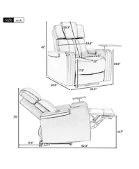 Streamdale Furniture Pu Leather Power Recliner w/ Cooling Cup Holder Bluetooth & Usb