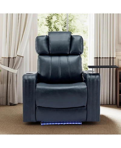 Streamdale Furniture Pu Leather Power Recliner w/ Cooling Cup Holder Bluetooth & Usb
