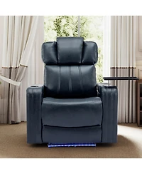 Streamdale Furniture Pu Leather Power Recliner w/ Cooling Cup Holder Bluetooth & Usb