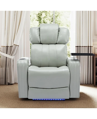 Streamdale Furniture Pu Leather Power Recliner w/ Cooling Cup Holder Bluetooth & Usb
