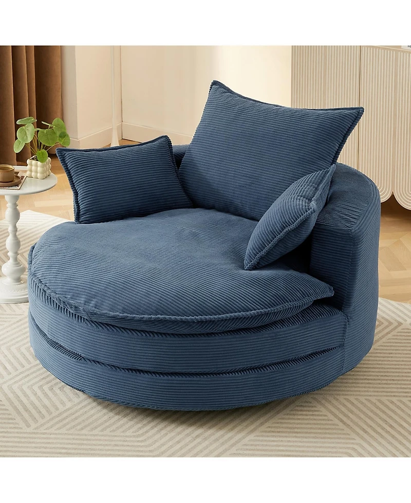 Streamdale 360 Swivel Barrel Chair with Pillows - Blue