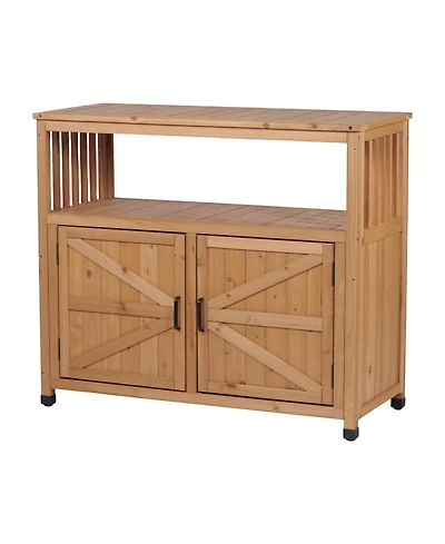 Streamdale Furniture Wooden Patio Bar Table Set with Storage