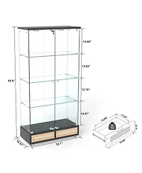 Streamdale Furniture Modern Glass Display Cabinet w/ Drawers & Led Lights