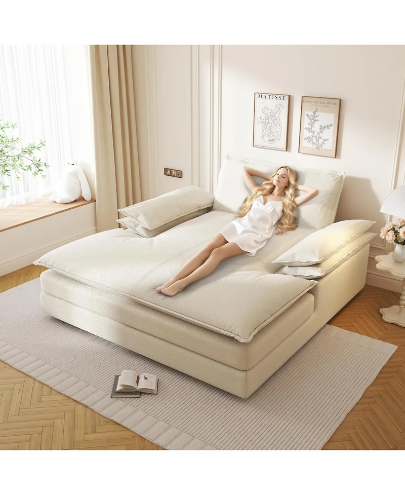 Streamdale Furniture Oversized Double Chaise Lounge, Deep Seat, Chenille Sofa, Large Pillows,