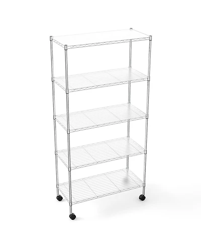 Streamdale Furniture Chrome Wire Shelf 5 Tier Unit - Heavy Duty Storage Solution