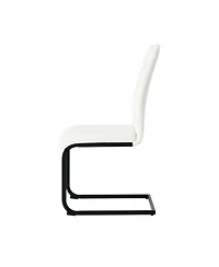 Streamdale Furniture Streamdale Modern White Pu Dining Chair with Black Metal Legs (Set of 4