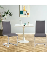 Streamdale Furniture Modern Grey Pu Leather Dining Chairs (Set of 2)