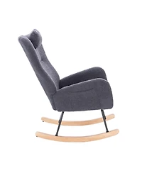 Streamdale Furniture Teddy Upholstered Nursery Rocking Chair for Living Room Bedroom(Dark Grey Teddy)