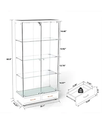 Streamdale Furniture White Glass Display Cabinet w/ Drawers & Led Lights