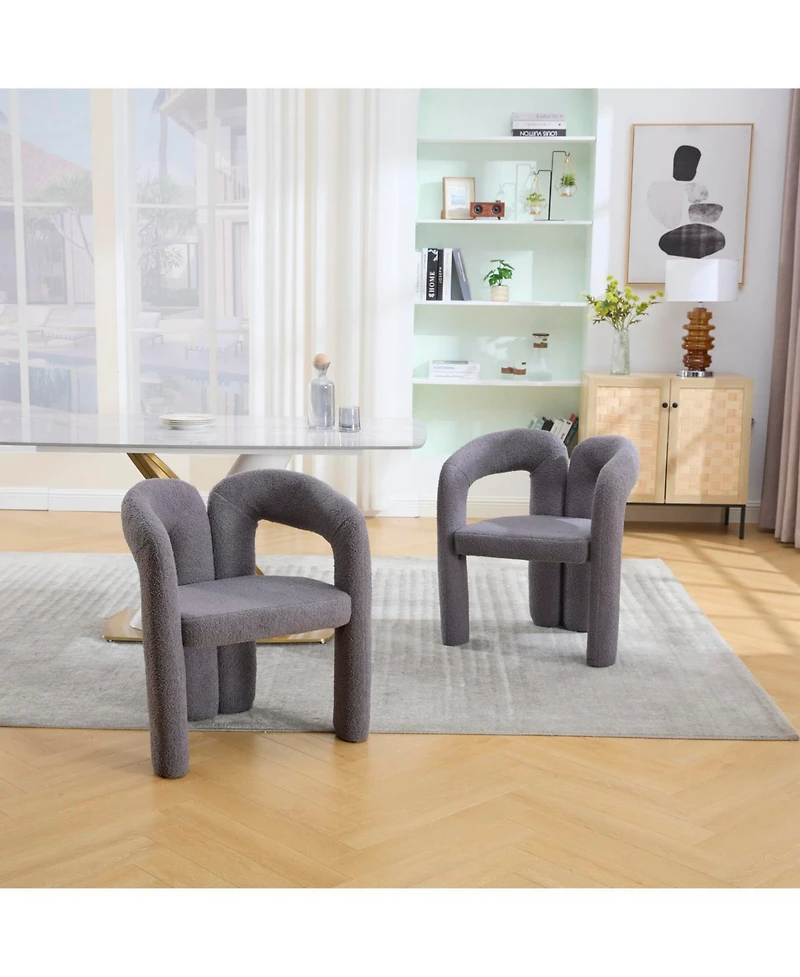 Streamdale Furniture Velvet Accent Dining Chair Set of 2 (Gray Teddy)