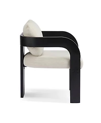 Streamdale Furniture Streamdale 2-Pack Dining Chairs with Pillow Back, Beige Fabric, Black Solid Wood Frame