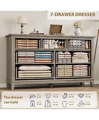 gaomon 7-Drawer Bedroom Dresser, 54" Wide Chest with Freestanding Storage, Wooden Closet Organizer for Living Room, Bedroom, Entryway