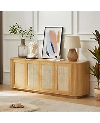 Streamdale Furniture 64" Wave Tv Stand Rattan Door Cabinet